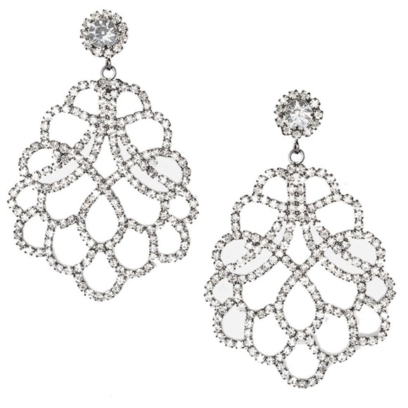 Kenneth Jay Lane Jewelry - Kenneth Jay Lane Crystal Lace Earrings Dangle Pierced New